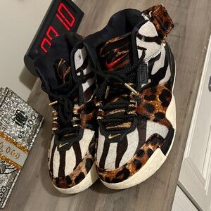 Nike Wild Pattern High-Tops in Black, Brown, and White, LeBron Beast